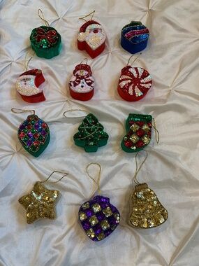 New Set 12 Christmas 2006 Sequin Ornament Boxes
